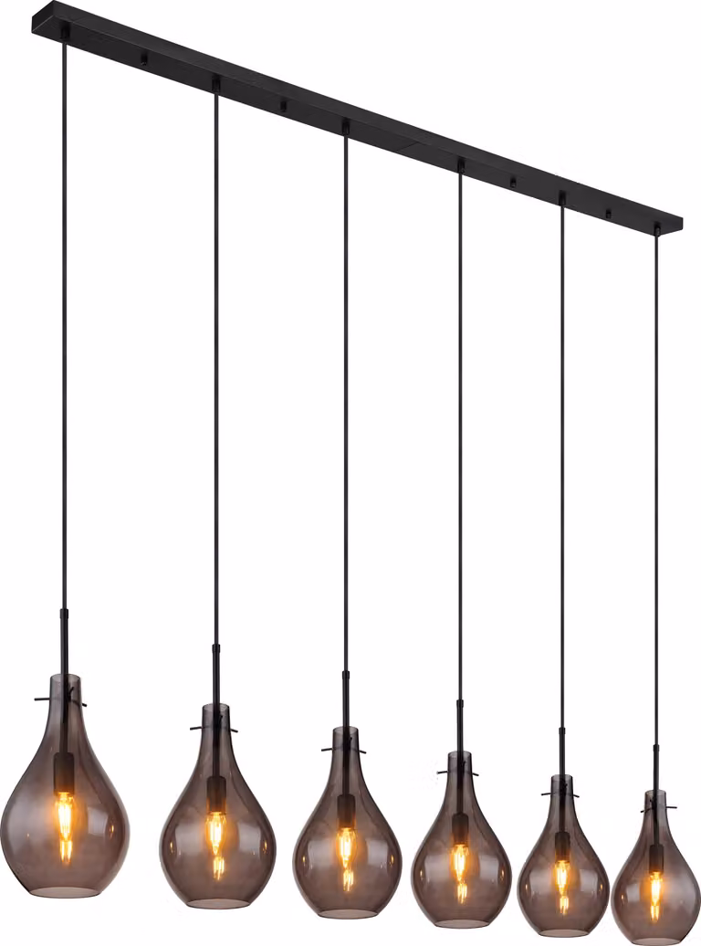 Globo Lighting|Lampada a sospensione in metallo nero opaco, 6x E14