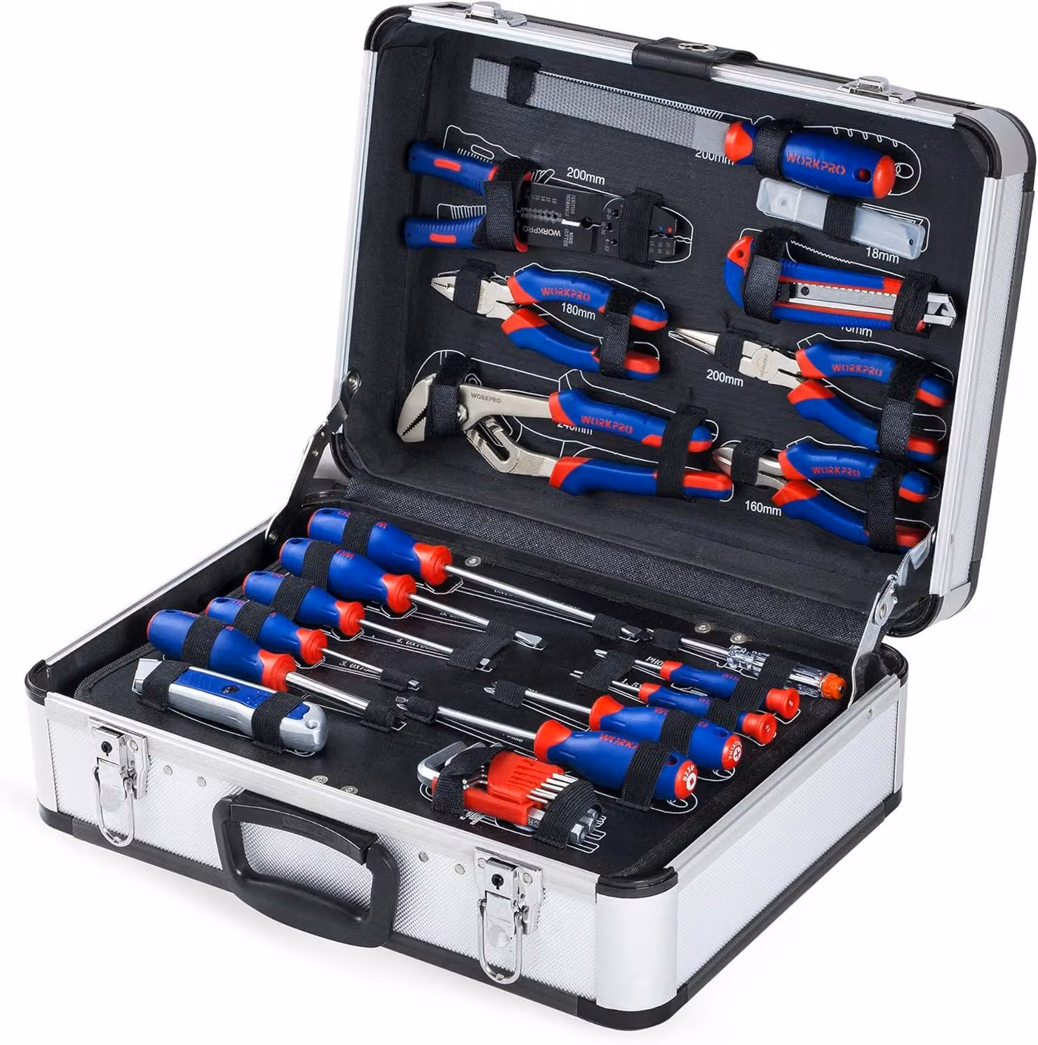 Set di utensili - Cassetta degli attrezzi - Set di chiavi a tubo - Chiavi inglesi - Valigetta utensili universale - 119 pezzi