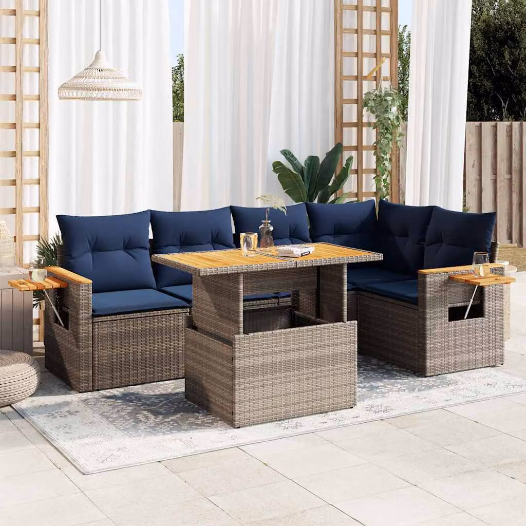 Maison Exclusive - Set Divano da Giardino 6pz con Cuscini Grigio Polyrattan Acacia