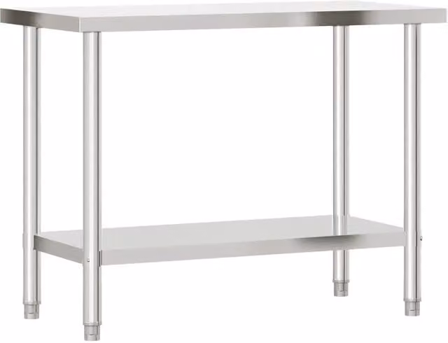 Tavolo da lavoro da cucina DESIGN IN in acciaio inossidabile color argento, regolabile in altezza, L: 110 cm, P: 55 cm, H: 85 cm – 1