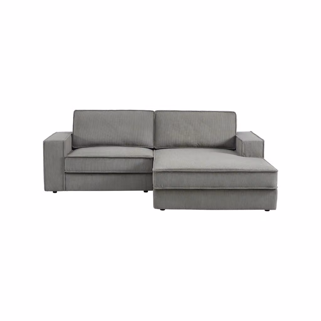 Divano angolare destro in velluto a coste SWEEEK, 3 posti, grigio, L/P/H: 231 x 156 x 83 cm – 2