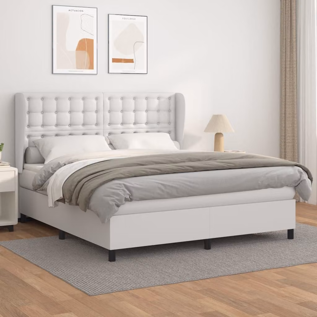 Maison Exclusive - Giroletto a Molle con Materasso Bianco 180x200 cm in Pelle finta
