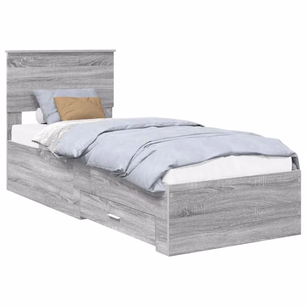 Struttura letto moderno con cassetti vidaXL in legno ingegnerizzato grigio L 190 x P 75 x H 90 cm – 2
