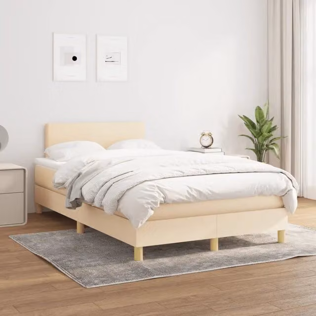 Letto Ibrido con Giroletto a Molle e Materasso vidaXL, Colore Beige e Bianco, L/P/H: 120 x 200 cm