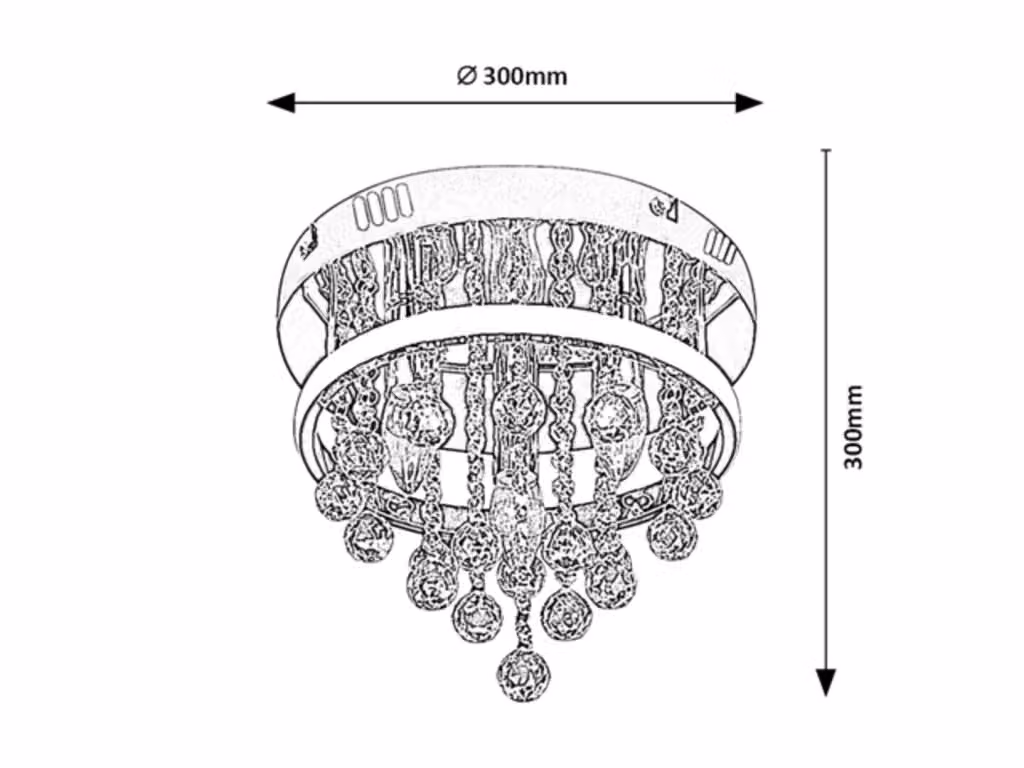 Plafoniera LED Rabalux Pallas in cristallo e metallo cromo, diametro 30 cm – 2