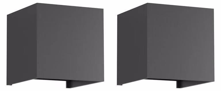 Lampade a parete a LED, set da 2, 12W, luce bianca fredda, grado di protezione IP65, colore grigio scuro
