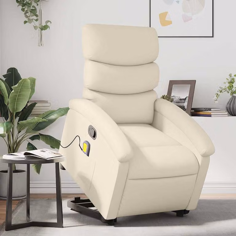 Poltrona Alzapersona Reclinabile con Assistenza Elettrica vidaXL in Similpelle Beige