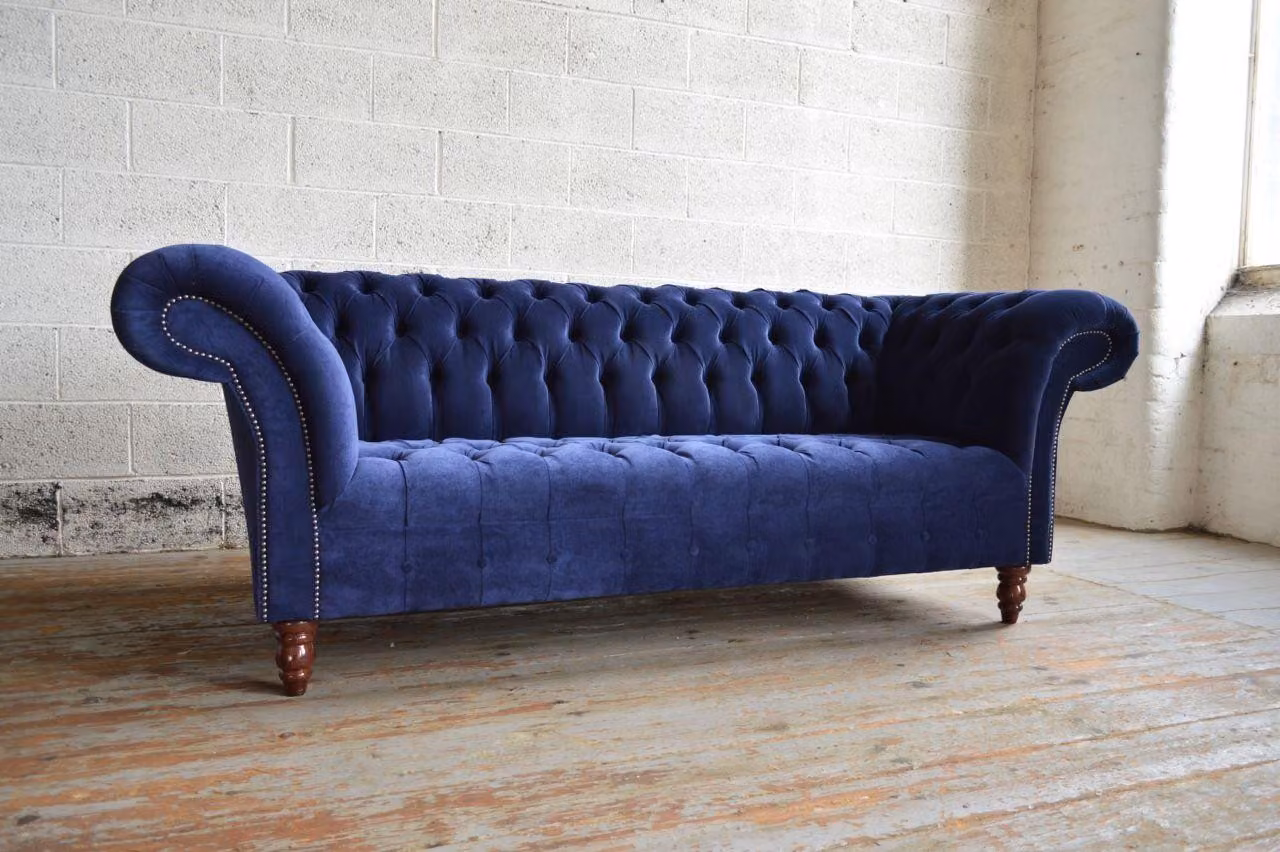 Chesterfield Design Luxus Polster Sofa Couch Sitz Garnitur Leder #181