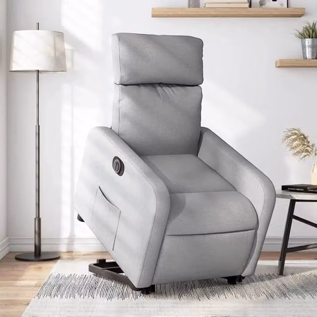 Divano Sedia-Poltrona Reclinante Alzapersona Elettrica Grigio Chiaro Tessuto 325764