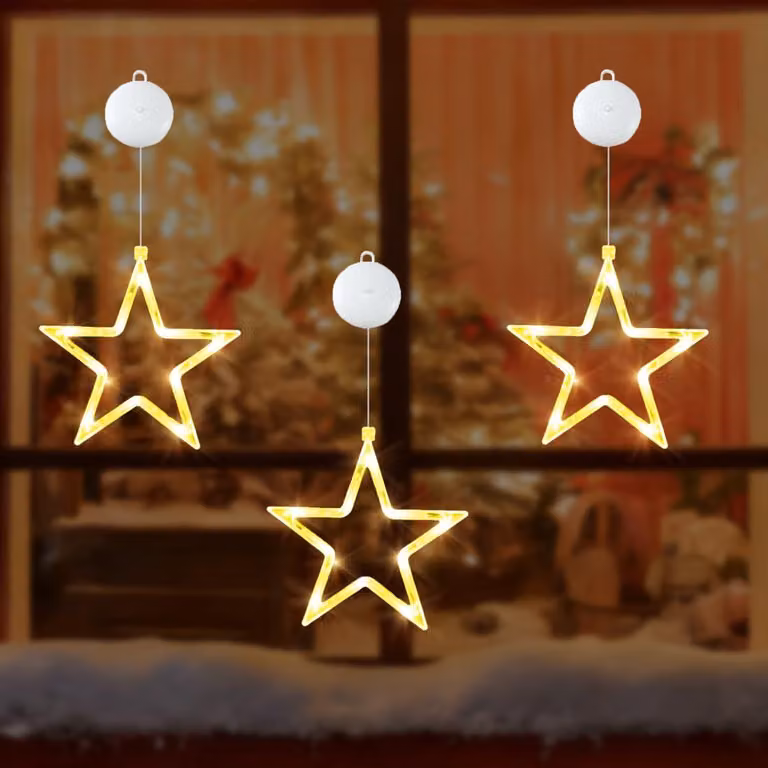 Lampada a ventosa per finestre, 20 cm, luce bianco caldo, alimentata a batteria, con 30 LED