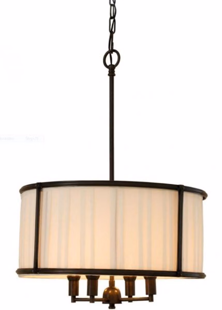 Lampada a sospensione Casa Padrino, stile barocco, finitura rosso ottone, paralume color crema, dimensioni: diametro 52 cm, altezza 73,5 cm