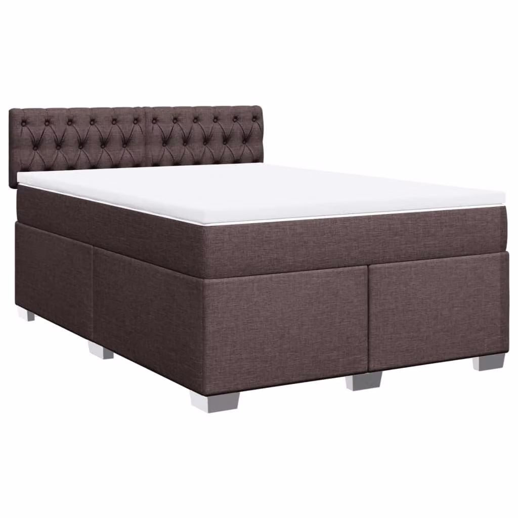 Giroletto a Molle con Materasso Marrone Scuro 140x190cm Tessuto