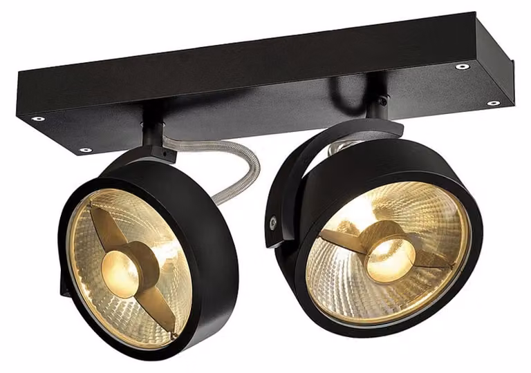 Faretto moderno doppio SLV Kalu, variante: 280 x 180 x 90 mm, 2 x 75 W, nero
