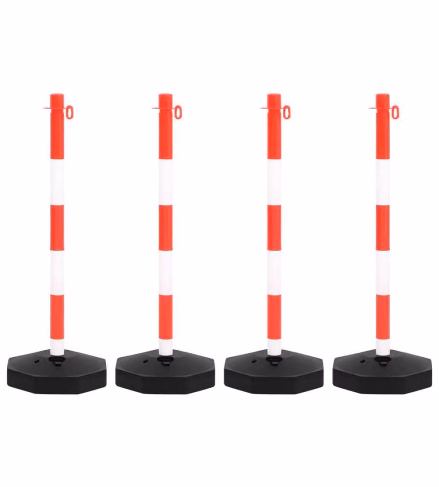 Set di Pali Stradali con Catena in Plastica di 10 m