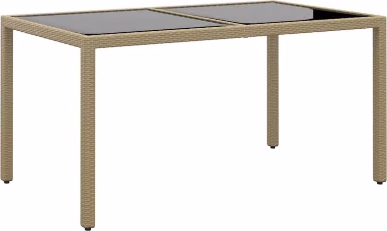 Maison Exclusive - Tavolo da giardino 150x90x75 cm in vetro temperato e rattan sintetico beige