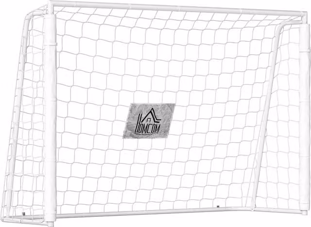 Porta da calcio HOMCOM per adulti e bambini con rete e bersaglio in tessuto Oxford e metallo, Bianco, L: 186 cm, P: 62 cm, H: 123 cm