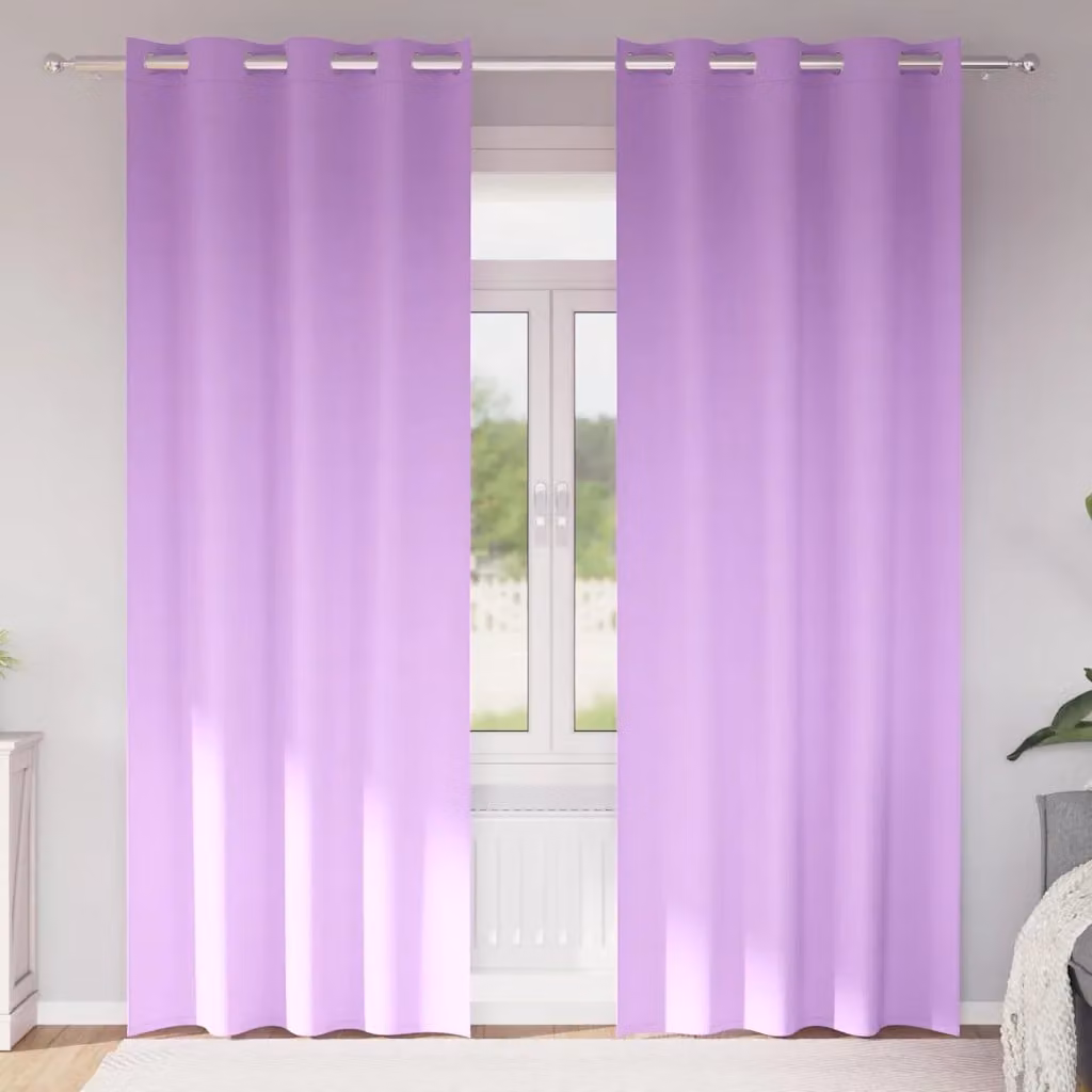 Set di 2 tende blackout vidaXL con anelli in poliestere, colore viola, H 225 x L 140 cm