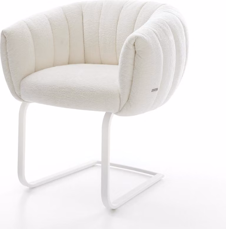 DELIFE Sedia a sbalzo Jada-Flex Bouclé Soft Beige Sedia a sbalzo piatta Bianca Molle insacchettate