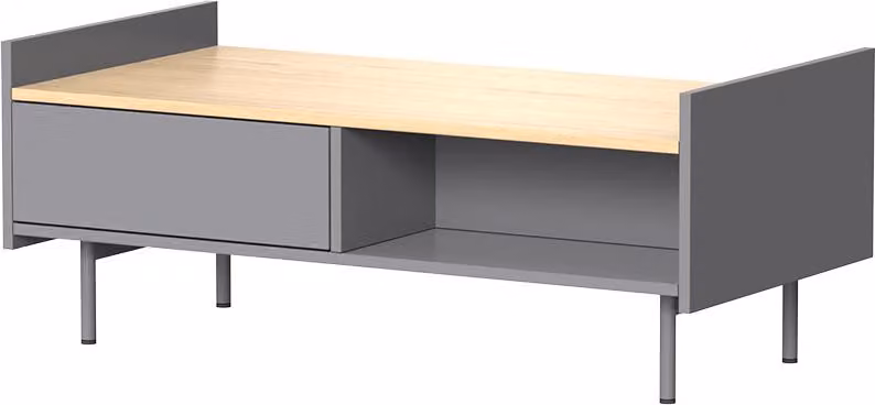 Tavolino Vicco Velina Grigio 100 x 50 cm con 2 cassetti, Model 56422
