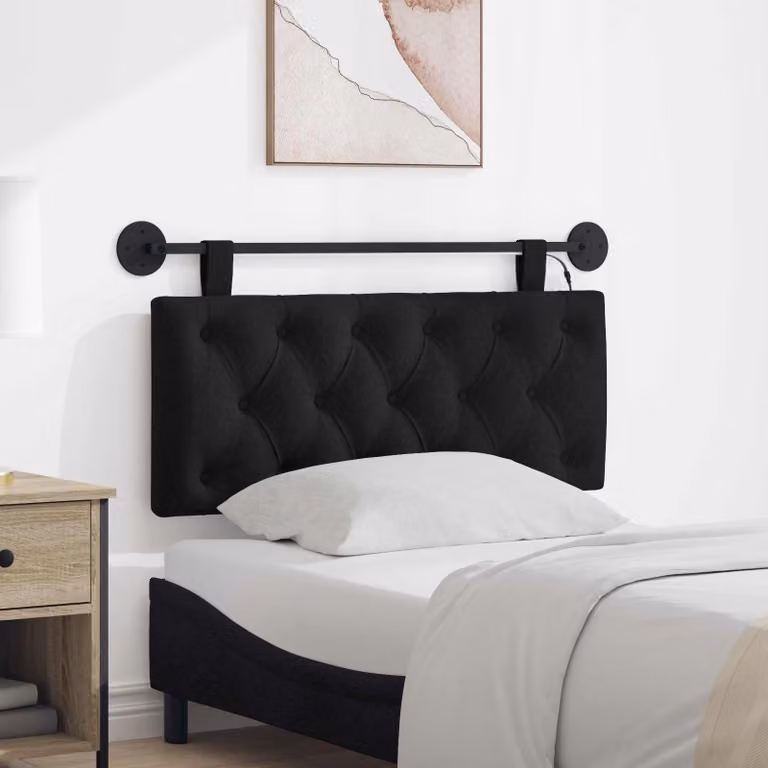 Testiera del letto sospesa vidaXL con luce LED integrata in tessuto nero moderno