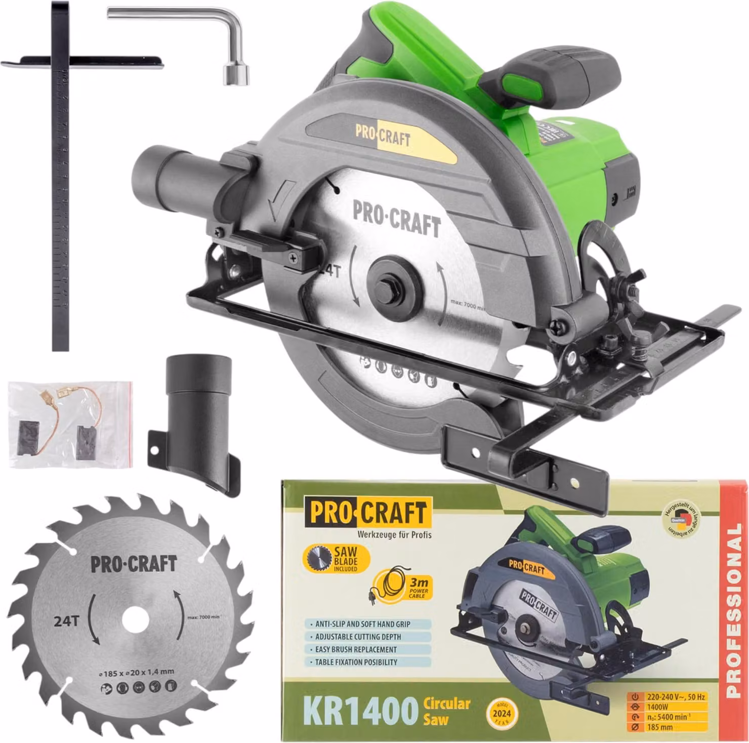 Sega circolare Procraft KR1400 da 1400 Watt, 185 mm + lama