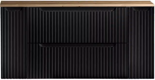 Mobile Sottolavabo da Parete NEWPORT con 2 Cassetti e 2 Armadietti 120 x 60 x 40 cm - Nero / Effetto Rovere [en.casa]