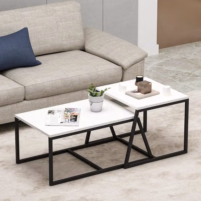 Urbania, Tavolino da Salotto Modulabile DMORA, L/P/H: 75 x 50 x 38 cm, Bianco – 1