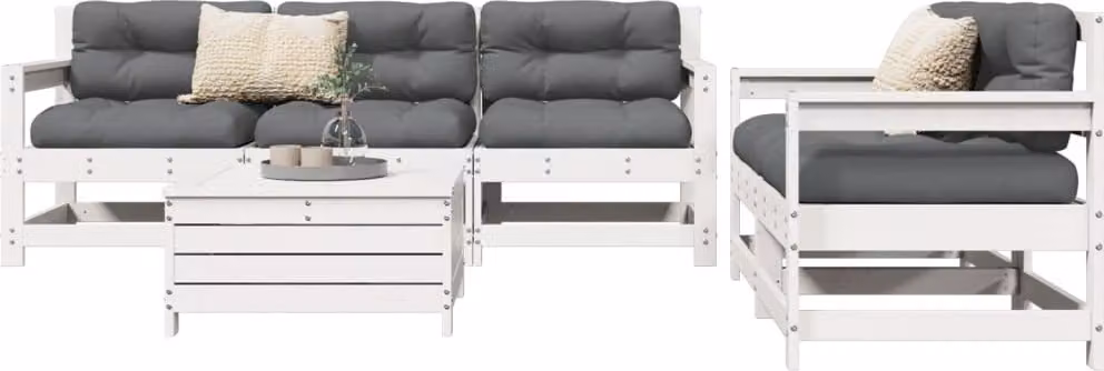 Maison Exclusive - Set Divani da Giardino 6 pz Bianco in Legno Massello di Pino