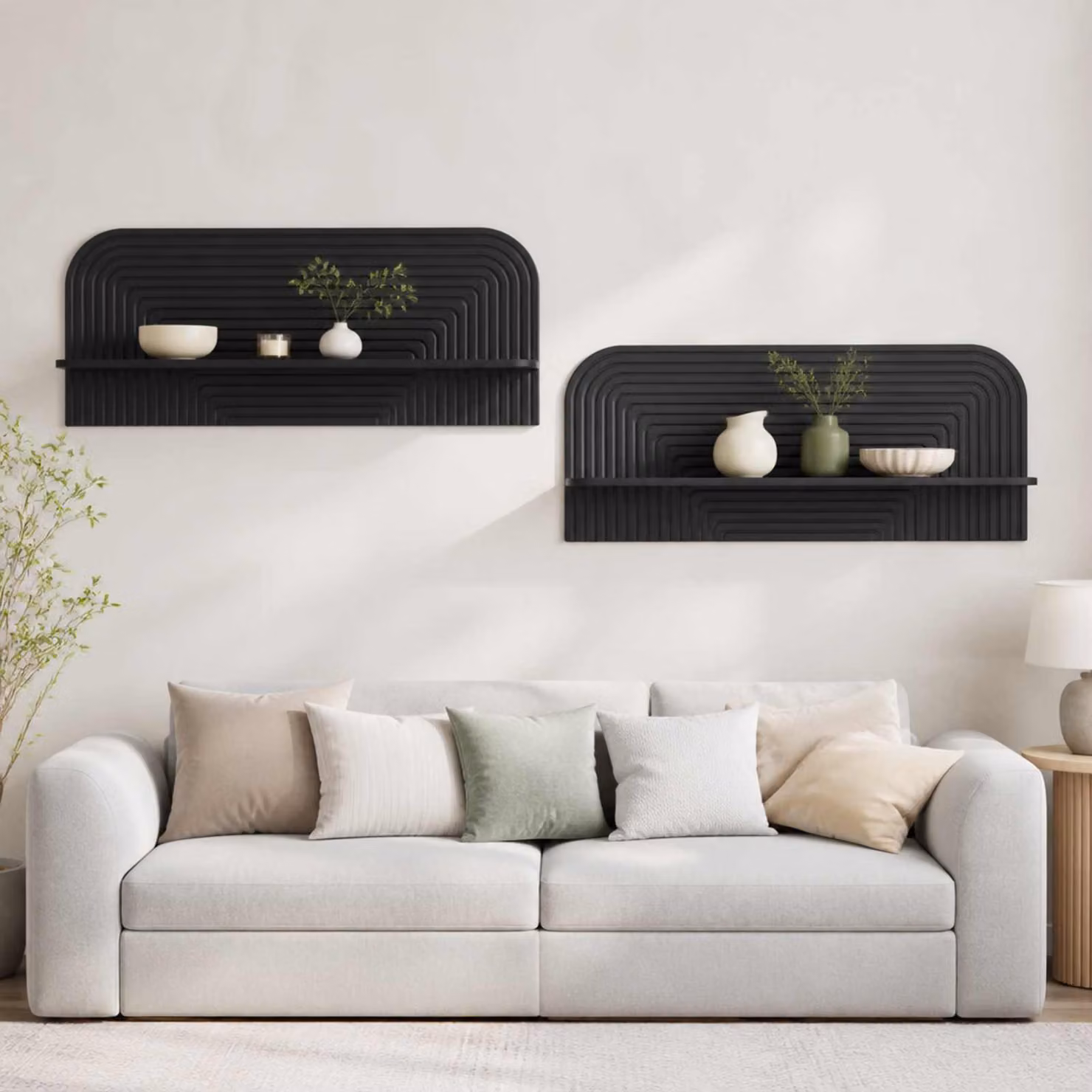 Set di 2 Scaffali da parete vidaXL Moderni in MDF Nero L: 102 cm, P: 37,5 cm, H: 13,5 cm