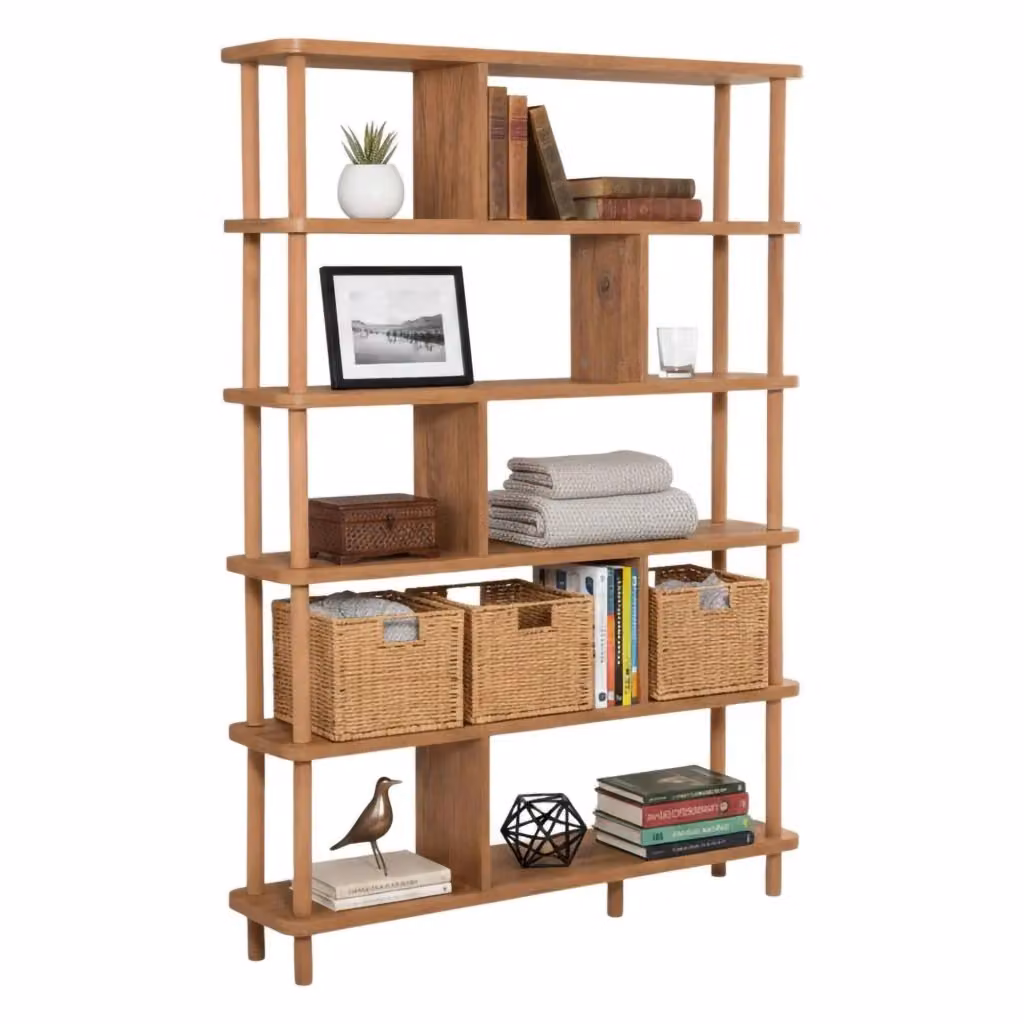 Libreria Amatrice DMORA con 5 Ripiani, Colore Marrone Quercia, L 120 cm x P 28 cm x H 169 cm – 2
