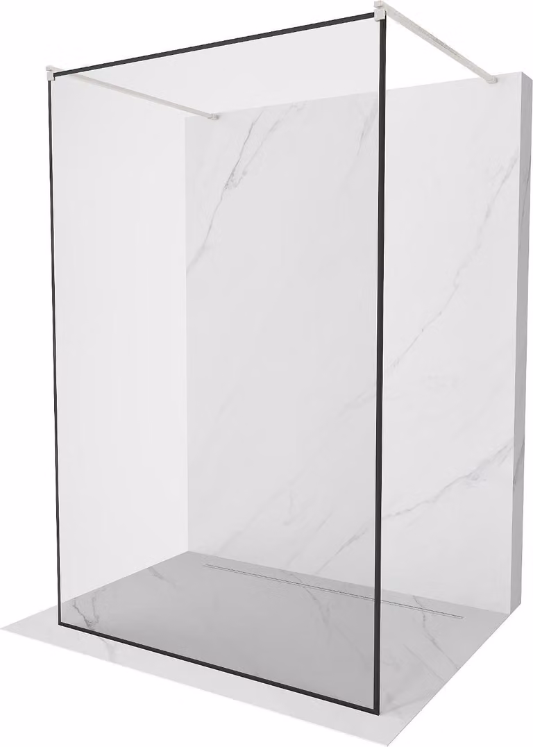 Mexen Kioto pannello doccia autoportante 110 x 200 cm, cornice nera 8 mm, nichel spazzolato - 800-110-002-97-70