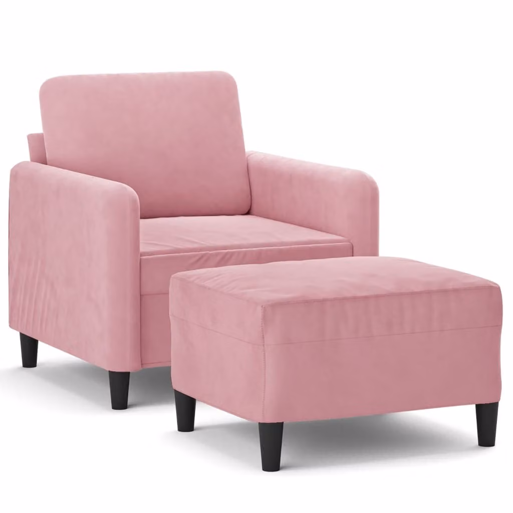 Poltrona con Poggiapiedi Rosa 60 cm Velluto