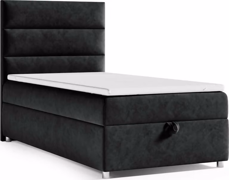 Best for Home Letto boxspring con contenitore Trinity K4-SINGLE 80x200 Materasso a molle Bonell incl. topper - Nero