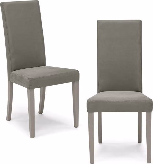 Set di 2 sedie imbottite per sala da pranzo EDI NEW Redokasa, design moderno, rivestimento in tessuto idrorepellente effetto camoscio colore Grigio e gambe in legno – 1