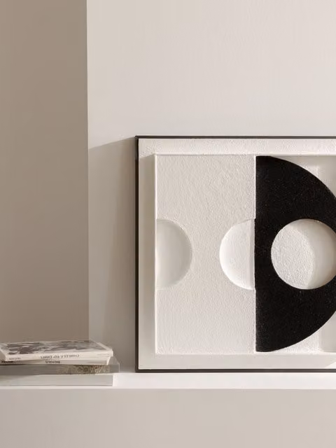 Quadro astratto moderno Aye di Kenay Home, design grafico in bianco e nero, L: 60 cm, P: 60 cm, H: 60 cm – 1