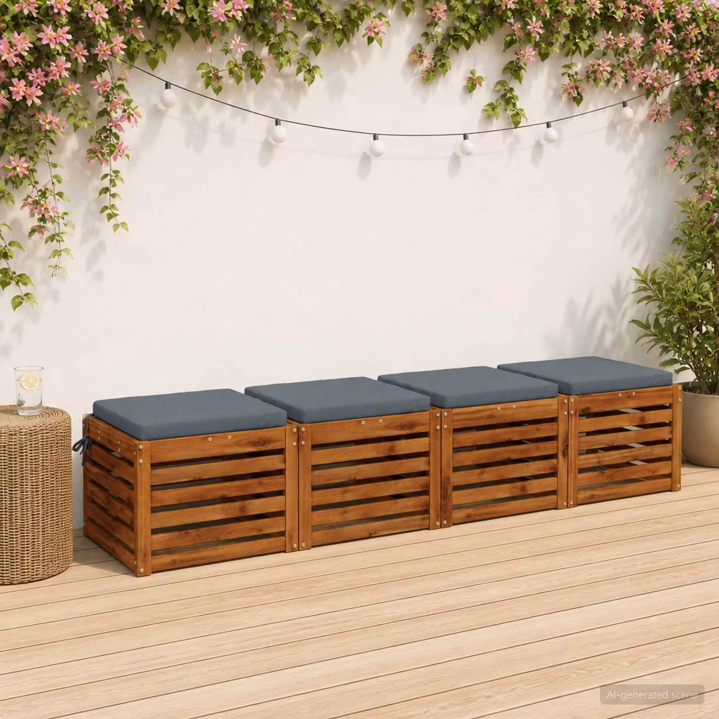 Set di 4 cuscini per sedia vidaXL SOEST in poliestere blu con fodera rimovibile e resistenza ai raggi UV