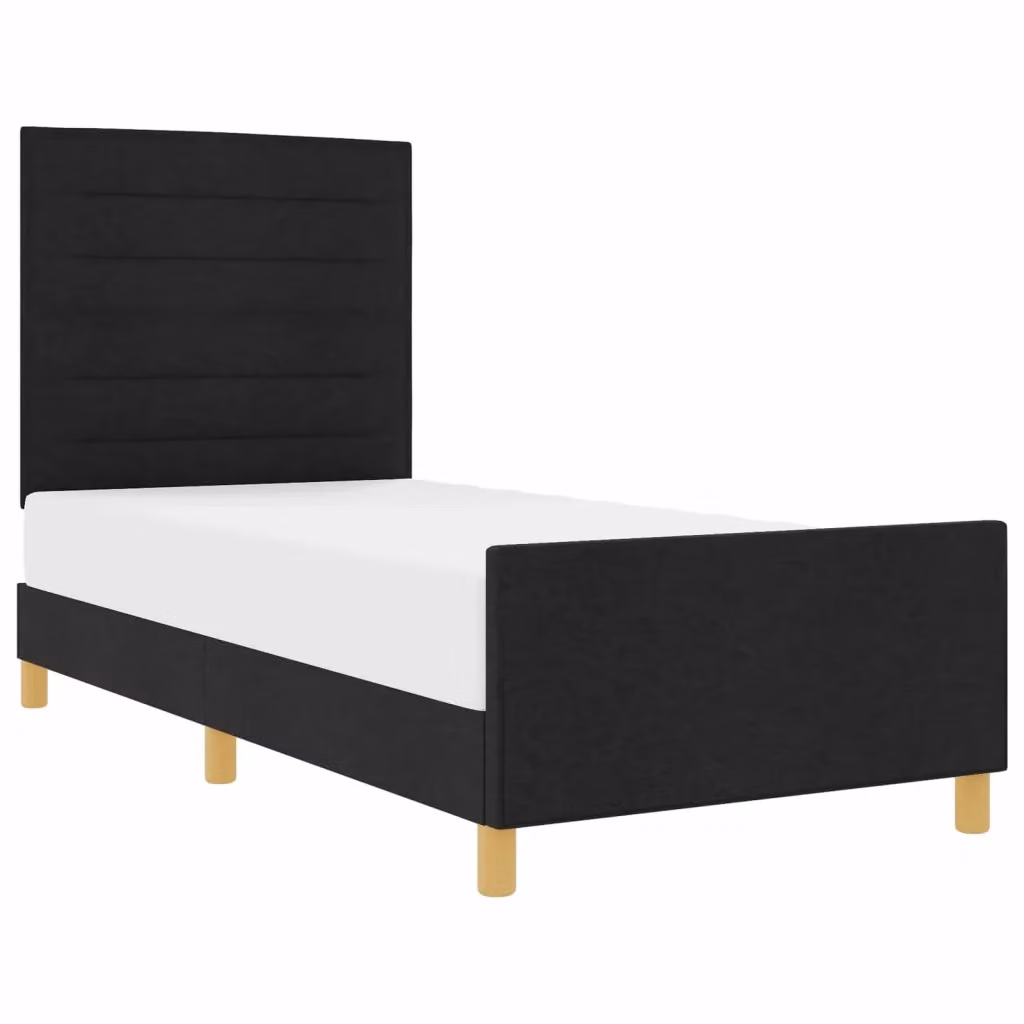 Struttura del letto con testiera vidaXL in tessuto e legno nero 80 x 200 cm – 2