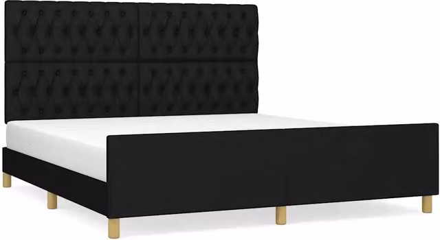 Letto matrimoniale | Letto per adulti | Giroletto senza Materasso Nero 180x200 cm in Tessuto