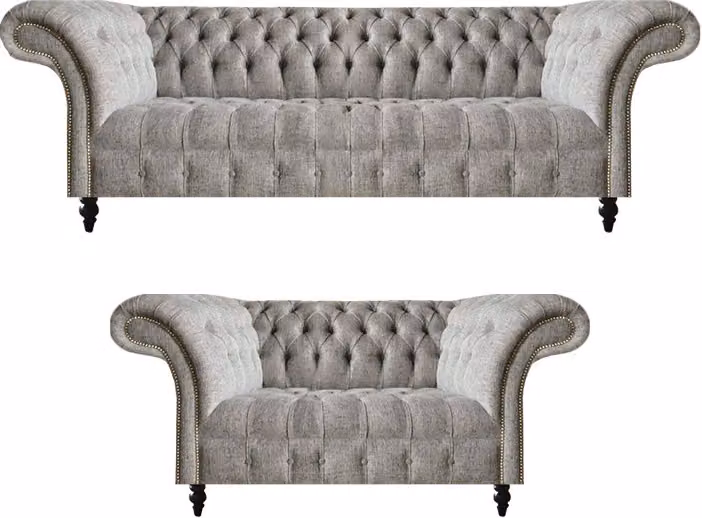 Luxus Design Möbel Komplett Sofa Sitzmöbel Sessel Einrichtung Chesterfield