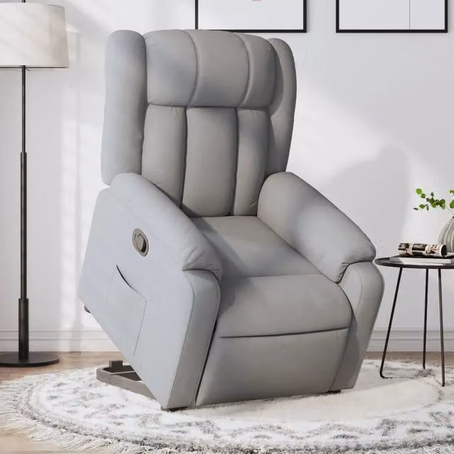 Poltrona Alzapersona Reclinabile vidaXL Grigio con Assistenza Elettrica e Braccioli in Tessuto – 1