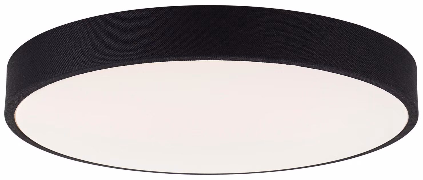 Lampada da soffitto a LED Brilliant "Filiz", dimmerabile con telecomando e controllo del colore CCT, 36 W, 4500 lumen, 3000-6500 K, 49 cm, cornice in tessuto nero/bianco - ideale per soggiorno e camera da letto