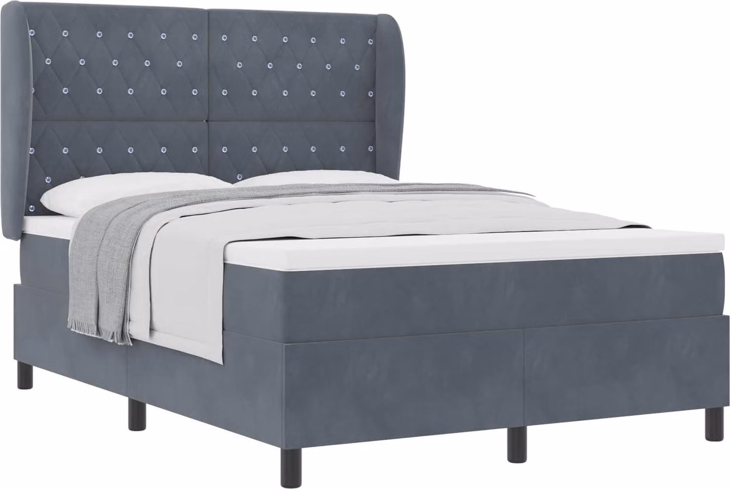 SYFAX™ Letto a molle con testiera Grigio scuro 200 x 140 cm Poliestere