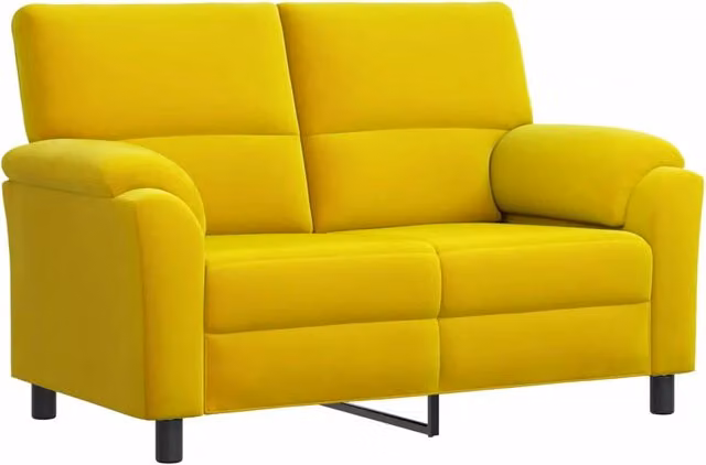 Divano moderno in velluto vidaXL colore giallo e nero con struttura in metallo e coperture rimovibili L: 154 cm, P: 85 cm, H: 93 cm