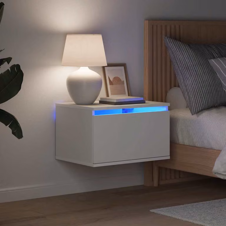 vidaXL Comodino da parete moderno con luci LED integrate in bianco opaco