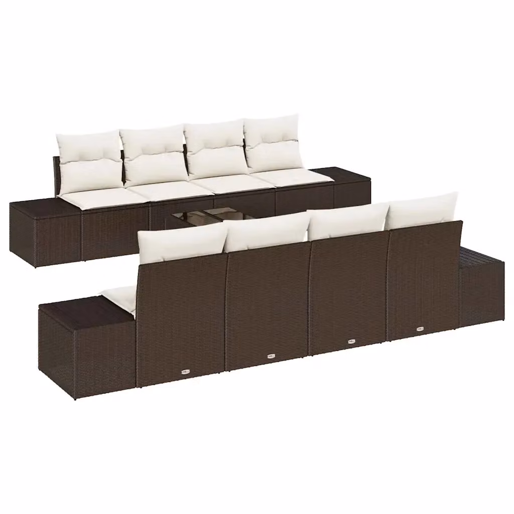 Set da giardino vidaXL in 7 pezzi in polyrattan marrone e beige con cuscini inclusi – 2