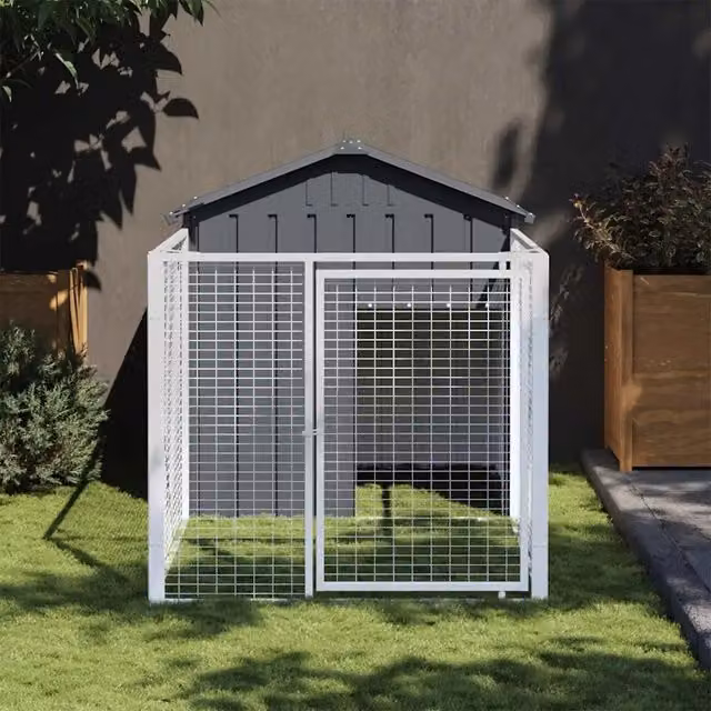 Casetta per cani vidaXL in metallo antracite resistente alle intemperie L/P/H: 117 x 201 x 123 cm