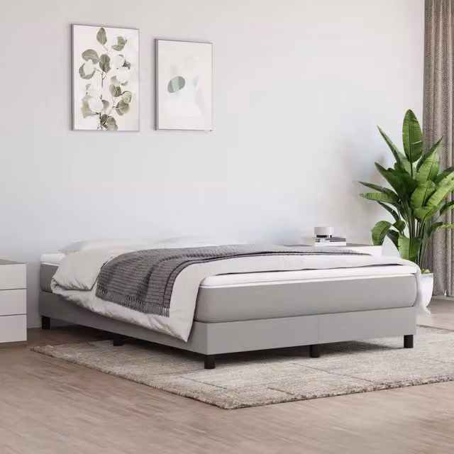 Letto Ibrido con Giroletto a Molle e Materasso vidaXL Grigio e Bianco L/P/H: 160 x 200 x 25 cm – 1