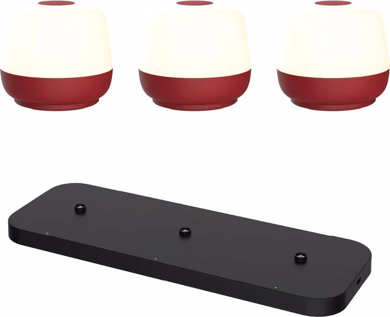Luxus Europe - Lampada da tavolo Naxos Bordeaux - Lampade da tavolo da esterno senza fili – Set da 3 – Ricaricabili