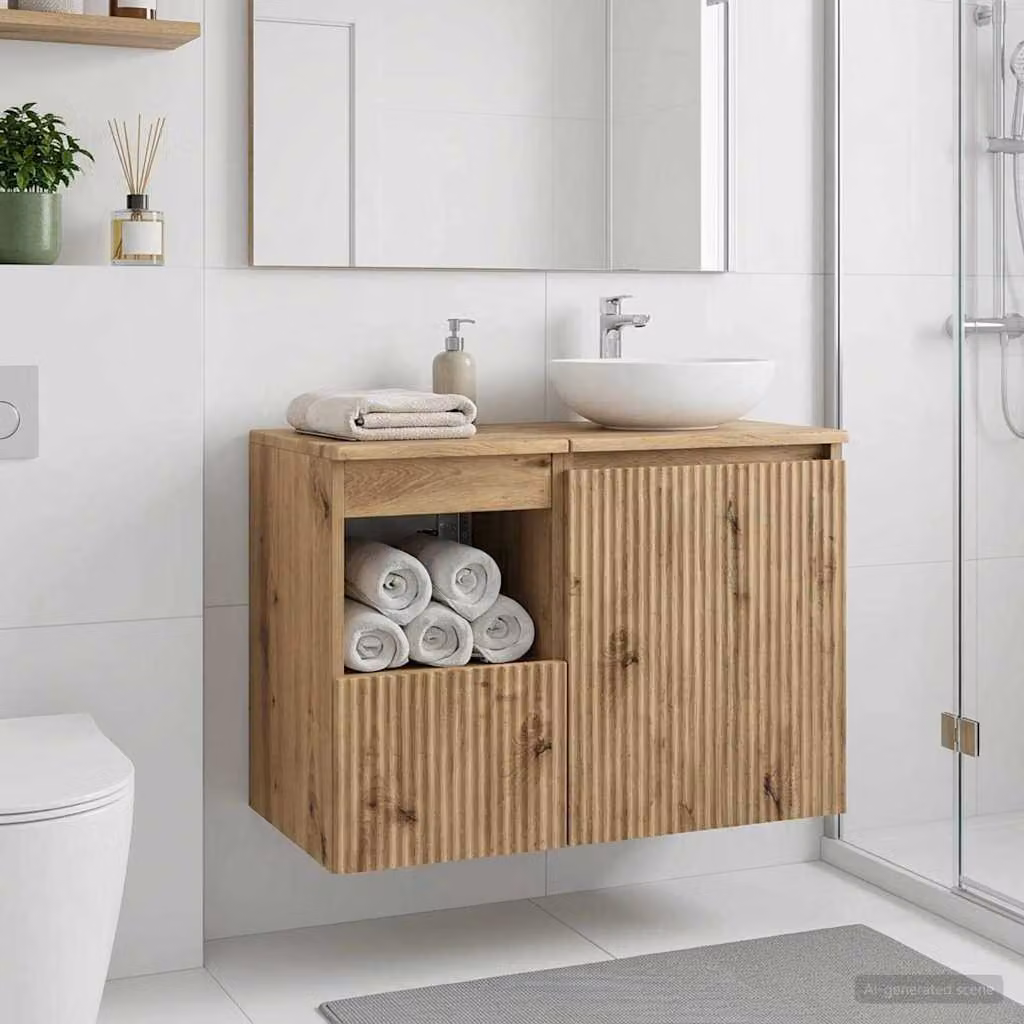 Mobile da bagno vidaXL in legno Rovere Artigianale Marrone L: 30 cm, P: 44,5 cm, H: 50 cm