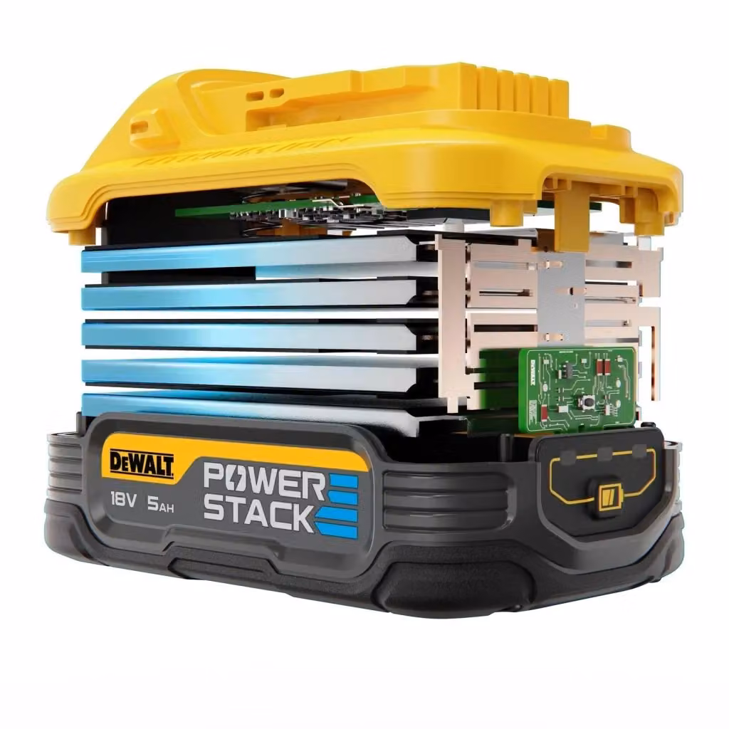 DeWALT Batteria per Utensili 18 V 5.0 Ah Li Ion XR Powerstack con Celle Pouch, Confezione da 2 Pezzi, Nero e Giallo – 2